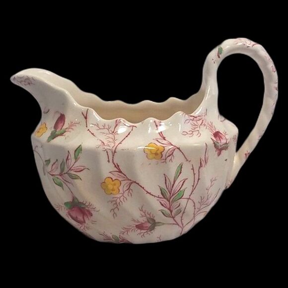 Vintage Creamer "Rosebud Chintz" Copeland Spode England Ripple Edged 3"x 4"x 5" - Picture 2 of 6
